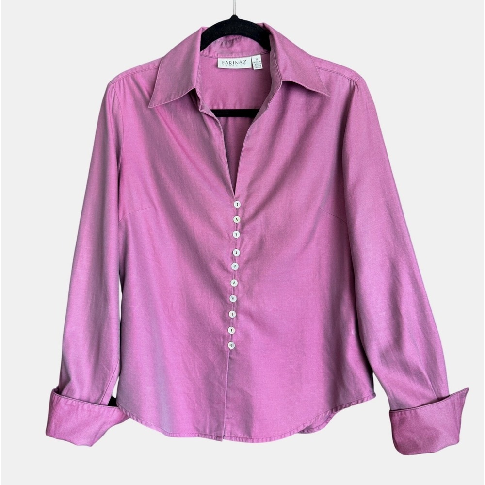 Farinaz‎ Taghavi Italian Cotton Button Front Blouse Size